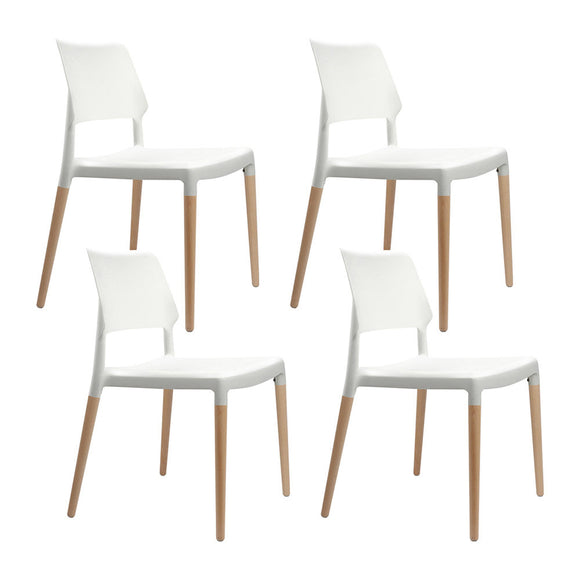 Artiss Dining Chairs White Stackable Set of 4