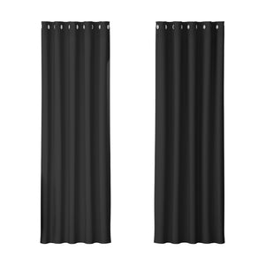 Artiss 2X Blockout Curtains Eyelet 180x213cm Black