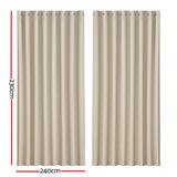 Artiss 2X Blockout Curtains Eyelet 240x230cm Beige