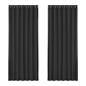 Artiss 2X Blockout Curtains Eyelet 240x230cm Black