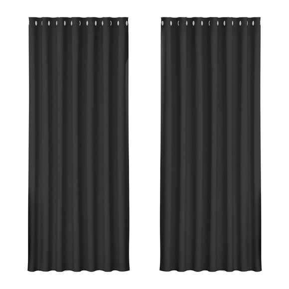 Artiss 2X Blockout Curtains Eyelet 240x230cm Black