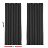 Artiss 2X Blockout Curtains Eyelet 240x230cm Black