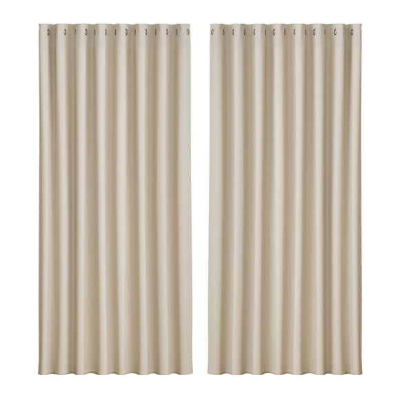 Artiss 2X Blockout Curtains Eyelet 300x230cm Beige