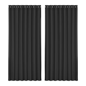 Artiss 2X Blockout Curtains Eyelet 300x230cm Black