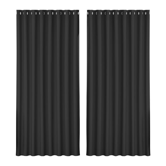 Artiss 2X Blockout Curtains Eyelet 300x230cm Black