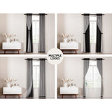 Artiss 2X 132x304cm Blockout Sheer Curtains Black