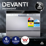 Devanti 6 Place Settings Benchtop Dishwasher Sliver