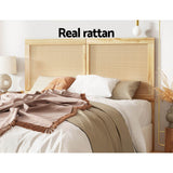 Artiss Bed Head Queen Size Rattan - RIBO Pine