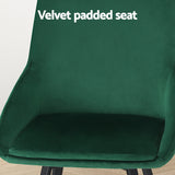 Artiss Dining Chairs Set Of 2 Velvet Upholstered Green Cafe Kirtchen Chairs