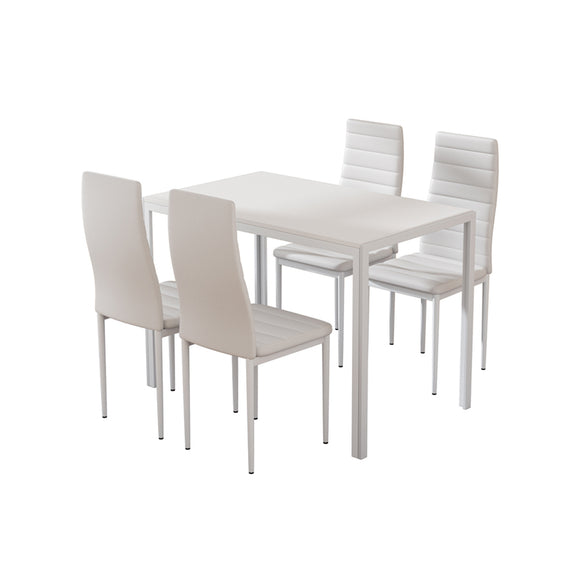 Artiss Dining Chairs and Table Dining Set 4 Chair Set Of 5 White