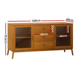 Artiss Buffet Sideboard Glass Doors - Oak