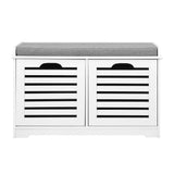 Artiss Fabric Shoe Bench with Drawers - White & Grey