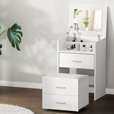 Artiss 2-in-1 Dressing Table Stool Set Bedside Table White