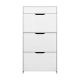 Artiss Shoe Cabinet 3 Tier Shoes Storage Drawer High Gloss White Rack Shelf