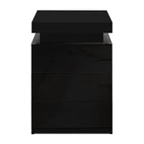 Artiss Bedside Table LED 3 Drawers - COLEY Black