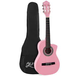 Alpha 34 Inch Classical Guitar Wooden Body Nylon String Beginner Kids Gift Pink