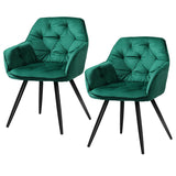 Artiss Set of 2 Calivia Dining Chairs Kitchen Chairs Upholstered Velvet Green