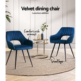 Artiss Dining Chairs Set of 2 Blue Velvet Caitlee