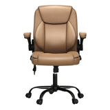 Artiss 2 Point Massage Office Chair Leather Mid Back Espresso