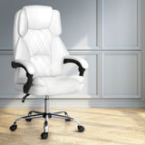 Artiss Executive Office Chair Leather Recliner White