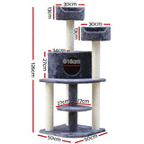 i.Pet Cat Tree 126cm Tower Scratching Post Scratcher Condo Trees House Grey