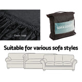 Artiss Sofa Cover Couch Covers 3 Seater Velvet Black