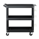 Giantz 3-Tier Tool Cart Storage Trolley Workshop Garage Pegboard Hooks Black