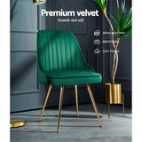 Artiss Dining Chairs Velvet Green Set of 2 Nappa