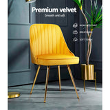 Artiss Dining Chairs Velvet Yellow Set of 2 Nappa