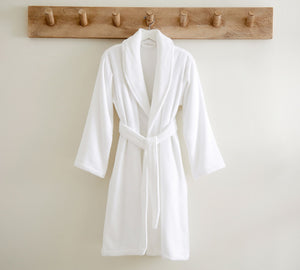 Bathrobe Chalet Quick Dry Terry Cotton White by Renee Taylor-Small/ Medium