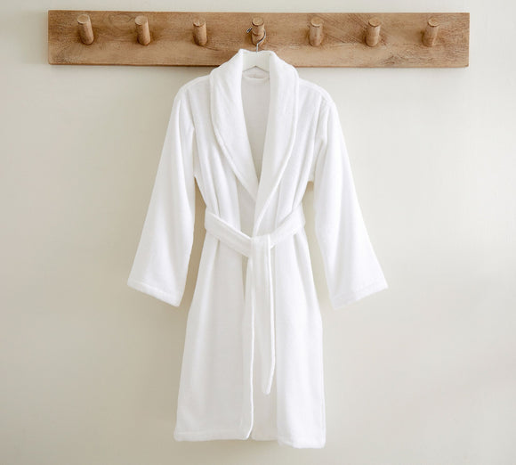 Bathrobe Chalet Quick Dry Terry Cotton White by Renee Taylor-Small/ Medium