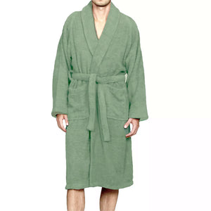 Bathrobe Chalet Quick Dry Terry Cotton Eucalyptus by Renee Taylor-Small/ Medium