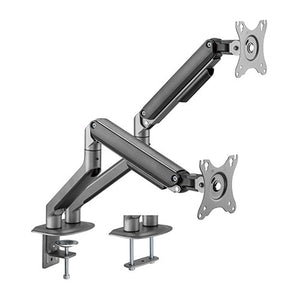 BRATECK Dual Monitor Economical Spring-Assisted Monitor Arm Fit Most 17'-32' Monitors, Up to 9kg per screen VESA 75x75/100x100 Space Grey