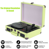 Record Player Vinyl Turntable Bluetooth Speakers Retro Briefcase USB (Turquoise)