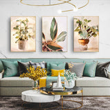 Wall Art 40cmx60cm Botanical Leaves Watercolor Style 3 Sets Gold Frame Canvas