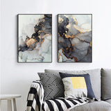 Wall Art 70cmx100cm Black Splash 2 Sets Black Frame Canvas