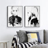 Wall Art 50cmx70cm Watercolor Sketch 2 Sets Black Frame Canvas