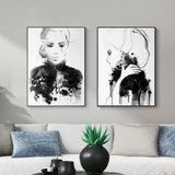 Wall Art 70cmx100cm Watercolor Sketch 2 Sets Black Frame Canvas