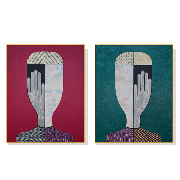 Wall Art 60cmx90cm Abstract Man And Woman 2 Sets Gold Frame Canvas