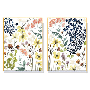 Wall Art 60cmx90cm Flower Composition 2 Sets Gold Frame Canvas