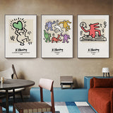 Wall Art 50cmx70cm Keith Haring Pop Art 3 Sets Black Frame Canvas