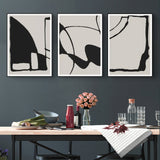 Wall Art 40cmx60cm Black Beige 3 Sets Black Frame Canvas