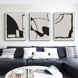 Wall Art 50cmx70cm Black Beige 3 Sets Black Frame Canvas