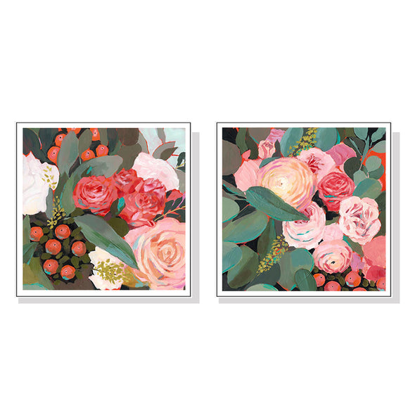 Wall Art 70cmx70cm Eucalyptus Bouquet 2 Sets White Frame Canvas