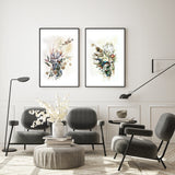 Wall Art 50cmx70cm Berries And Protea 2 Sets Black Frame Canvas