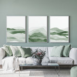 Wall Art 50cmx70cm Sage Green 3 Sets White Frame Canvas