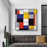 Wall Art 60cmx60cm Large Composition A By Piet Mondrian Black Frame Canvas