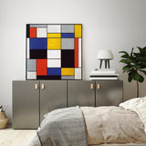 Wall Art 70cmx70cm Large Composition A By Piet Mondrian Black Frame Canvas