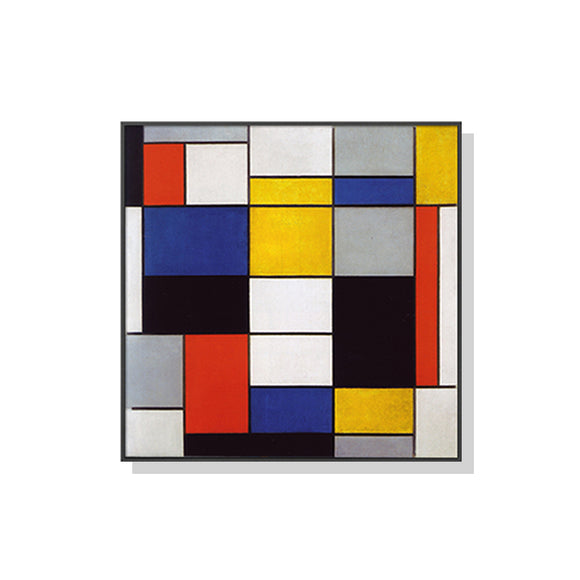 Wall Art 80cmx80cm Large Composition A By Piet Mondrian Black Frame Canvas