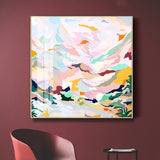 Wall Art 80cmx80cm Abstract Pink Mountain Hand Painted Style Gold Frame Canvas